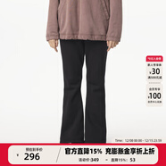 幻走（MOVEUP）2024冬季新款.FUN系列松緊腰彩色抽繩章仔休閑喇叭褲女 黑色 M