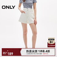 ONLY2025秋季新款蝴蝶結水洗高腰顯瘦A字短褲牛仔褲女|125143010 J2G米白色 M