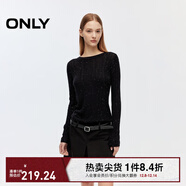 ONLY2025秋季新款圓領(lǐng)輕盈舒適修身亮片長(cháng)袖針織衫女|125324036 H1Z黑色 2XL