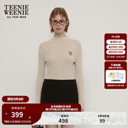Teenie Weenie小熊女裝毛衣秋季柔軟舒適修身半高領(lǐng)針織刺繡打底衫 燕麥色 S
