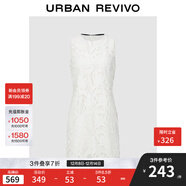 UR2025秋季新款女裝花卉蕾絲刺繡蝴蝶結A字連衣裙UWG750217 本白 L