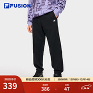 FILA FUSION斐樂(lè )潮牌針織加絨保暖長(cháng)褲男2025冬季新款休閑寬松收口褲 正黑色-BK S 165/76A/S