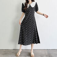 蕾絲娃娃領(lǐng)棉綢碎花連衣裙女夏2025獨特絕美人造棉掐腰顯瘦長(cháng)裙子 粉色小碎花 3XL 3XL100-120