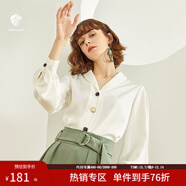 范思藍恩春秋新款雪紡白襯衫女設計感小眾復古港味職業(yè)裝襯衣女 白色 M