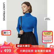 朗姿【朗姿羊毛Basic衣櫥】純羊毛法式毛針織衫冬季新款修身長(cháng)袖毛衣 艦隊藍色2 2XL