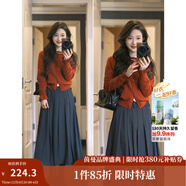 茵曼（INMAN）毛衣女蝴蝶結針織開(kāi)衫2025年冬季新款紅裝荷葉袖氣質(zhì)外套 紅色 S