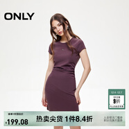 ONLY2025秋季新款金屬裝飾收腰捏褶短裙T恤裙連衣裙女|125161021 E10深絢棕色 2XL