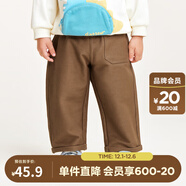 迷你巴拉【軟牛仔】男童女童長(cháng)褲寶寶時(shí)尚錐形褲兒童休閑褲 胡桃棕51018 110 cm