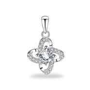 s999純銀裸墜愛(ài)心形吊墜女款單墜四葉草項鏈簡(jiǎn)約女墜子不含鏈掛墜 999足銀 經(jīng)典四葉草 單墜 銀色