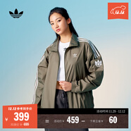 adidas情侶款復古風(fēng)梭織立領(lǐng)夾克外套男女秋季阿迪達斯官方三葉草 巖層橄欖綠   M