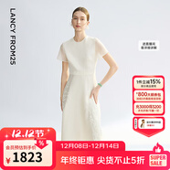 朗姿【蘭亭敘】真絲提花長(cháng)裙氣質(zhì)設計2025年夏季新款高級感連衣裙 米白色 2XL