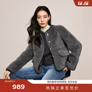 伊芙麗（eifini）蔣欣代言精致小香風(fēng)毛毛外套冬裝新款休閑百搭保暖短外套女 極致灰 L 165/88A