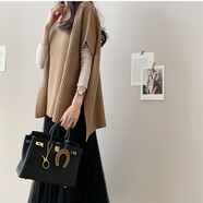 現貨韓版披肩純色粗棒針寬松斗篷針織衫中長(cháng)款毛衣羊毛衫披肩開(kāi)衫 卡其色 均碼