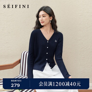 詩(shī)凡黎涼感天絲老錢(qián)萊賽爾POLO絞花針織衫25夏新薄圓領(lǐng)短袖開(kāi)衫女 【長(cháng)袖V領(lǐng)開(kāi)衫】藏青 XL