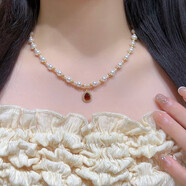 瑞諾925銀愛(ài)心水滴項鏈女純銀吊墜鎖骨鏈生日情人節禮物送女友 愛(ài)心珍珠項鏈