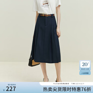 范思藍恩23FS12009西裝裙a字半身裙女新款夏款高腰顯瘦百褶裙 藏青色 S