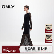 ONLY2025秋季新款甜美優(yōu)雅鉤花蕾絲長(cháng)袖長(cháng)裙連衣裙女|125161006 H1Z 黑色 2XL
