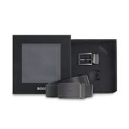 BOSS 博斯 2026春夏新款 男士可裁剪板扣針扣雙面腰帶皮帶 禮盒款 黑色 50558756 002 均碼