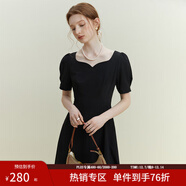 范思藍恩黑色法式氣質(zhì)顯瘦連衣裙女夏季赫本風(fēng)小黑裙設計感12125 黑色 S