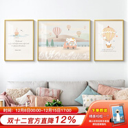 好久不見(jiàn) 北歐風(fēng)格客廳裝飾畫(huà)萌寵貓咪插畫(huà)現代簡(jiǎn)約沙發(fā)背景墻壁畫(huà)三聯(lián)畫(huà) 恬恬怡旅-B款（金屬框有機玻璃） 左40*60 中80*60 右40*60 摩登黑