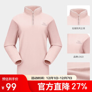 駱駝（CAMEL） 戶(hù)外抓絨衣男女衛衣春秋保暖上衣外套沖鋒衣內膽 玫瑰灰粉 M 