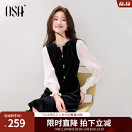 歐莎赫本風(fēng)假兩件連衣裙女2025年秋季新款氣質(zhì)優(yōu)雅約會(huì )魚(yú)尾裙 黑色 L