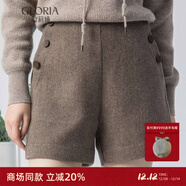 歌莉婭小香風(fēng)可水洗羊毛呢休閑咖啡色短褲女外穿三分褲子10CL1A380 86Y咖啡色 30