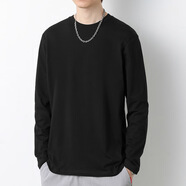 南極人（Nanjiren）長(cháng)袖t恤男士秋冬季內搭純色白色保暖打底衫圓領(lǐng)體恤秋衣小衫內搭 M05黑色 XL