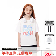 ELLE KIDS 清倉促銷(xiāo) 純棉圓領(lǐng)休閑風(fēng)夏季新款男女兒童通用印花字母短袖T恤 白色 110/120