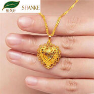 恒久葉金店款沙金項鏈女款優(yōu)美桃心黃金色吊墜時(shí)尚百送女友禮物 B BRPS*花邊愛(ài)心金吊鏈、3.06克