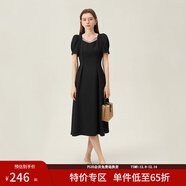 范思藍恩天鵝裙 法式浪漫連衣裙女2024夏新款網(wǎng)紗收腰顯瘦A字裙子 黑色 XS