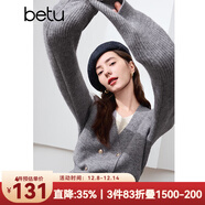 百圖betu女裝冬季新款毛衣假兩件撞色領(lǐng)下擺開(kāi)叉設計毛衣2410T34 灰色 XS