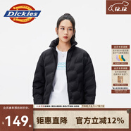 dickies羽絨服 全身壓印印花羽絨服 保暖外套上衣DK010807 黑色 S 充絨量:153g
