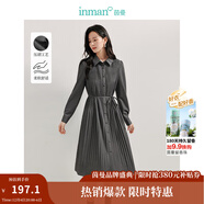 茵曼（INMAN）氣質(zhì)百褶連衣裙2025春秋季女裝新品綁帶收腰顯瘦A字裙子 貴族灰 M