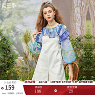 兩三事 藏匿美夢(mèng) 夏季新款休閑不規則撞色背帶短褲女 白色 S