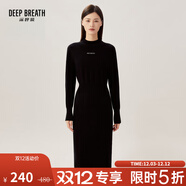 深呼吸DEEP BREATH女裝字母羊毛羊絨針織收腰連衣裙A500216 A500231 黑-加長(cháng) S (2碼)