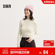 森馬（Semir）毛衣女冬季舒適緊身半高領(lǐng)正肩純色羊毛衫顯瘦打底衫101724107003