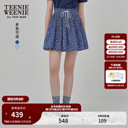 Teenie Weenie小熊女裝半身裙25夏季新款細褶花朵小清新蓬蓬短裙子 藏青色 S