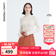 朗姿【朗姿羊毛Basic衣櫥】純羊毛法式毛針織衫冬季新款修身長(cháng)袖毛衣 本白色 XL