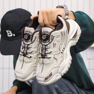 李寧新潮品牌男鞋子男士休閑跑步鞋男士增高爸爸潮運動(dòng)鞋 米色低幫網(wǎng)面 41