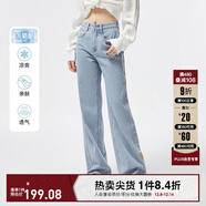 ONLY夏季涼感冰氧酷高腰顯瘦直筒褲牛仔褲女|124232025 J32 210洗水牛仔藍 S (160) 64A（卡碼拍大）