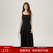范思藍恩腰精裙系列 白色無(wú)袖吊帶連衣裙女夏法式領(lǐng)證小白裙2048 黑色 L