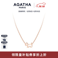 AGATHA/璦嘉莎 鏤空小狗銀項鏈女士 生日禮物送女友閨蜜高級感吊墜 玫瑰金