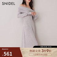 SNIDEL秋冬氣質(zhì)修身長(cháng)裙翻領(lǐng)露肩針織連衣裙SWCO245060 粉色 M （1）
