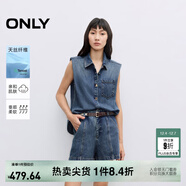 ONLY2025秋季新款假兩件無(wú)袖翻領(lǐng)連體短褲牛仔褲女|125176001 J34 390洗水牛仔藍 XL