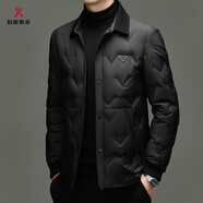 勁霸商務(wù)男裝翻領(lǐng)鵝絨服秋冬季新款輕薄款休閑短款夾克保暖外套男 黑色 M 170/92A