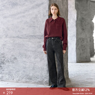 顏域（YANYEE）顏域復古氣質(zhì)直筒牛仔褲2025年新款女冬季簡(jiǎn)約百搭闊腿褲通勤褲子 深灰 XXL/44