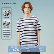 LACOSTE法國鱷魚(yú)男裝25春夏新款時(shí)尚條紋短袖T恤|TH7023 525/灰色/藏青條紋 M 4