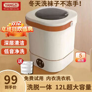 YANGZI揚子集團半全自動(dòng)迷你洗衣機小型洗脫一體 內衣內褲洗衣機學(xué)生宿舍 嬰兒洗襪子機帶脫水租房半自動(dòng) 升級款12L白【藍光+CLE深度清潔+低音凈洗】