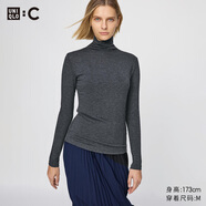 優(yōu)衣庫女裝HEATTECH EXTRA WARM混紡高領(lǐng)T恤/長(cháng)袖9%羊絨478954 478954/07青灰色 XL